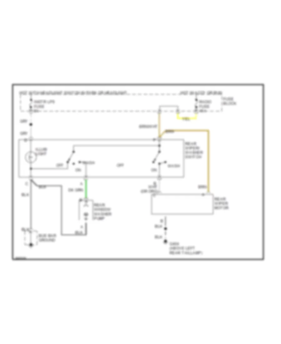Электросхема заднего стеклоочистителя дворника и омывателя для Chevrolet S10 Blazer 1993