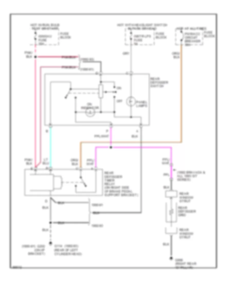 Defogger Wiring Diagram for Chevrolet S10 Pickup 1993