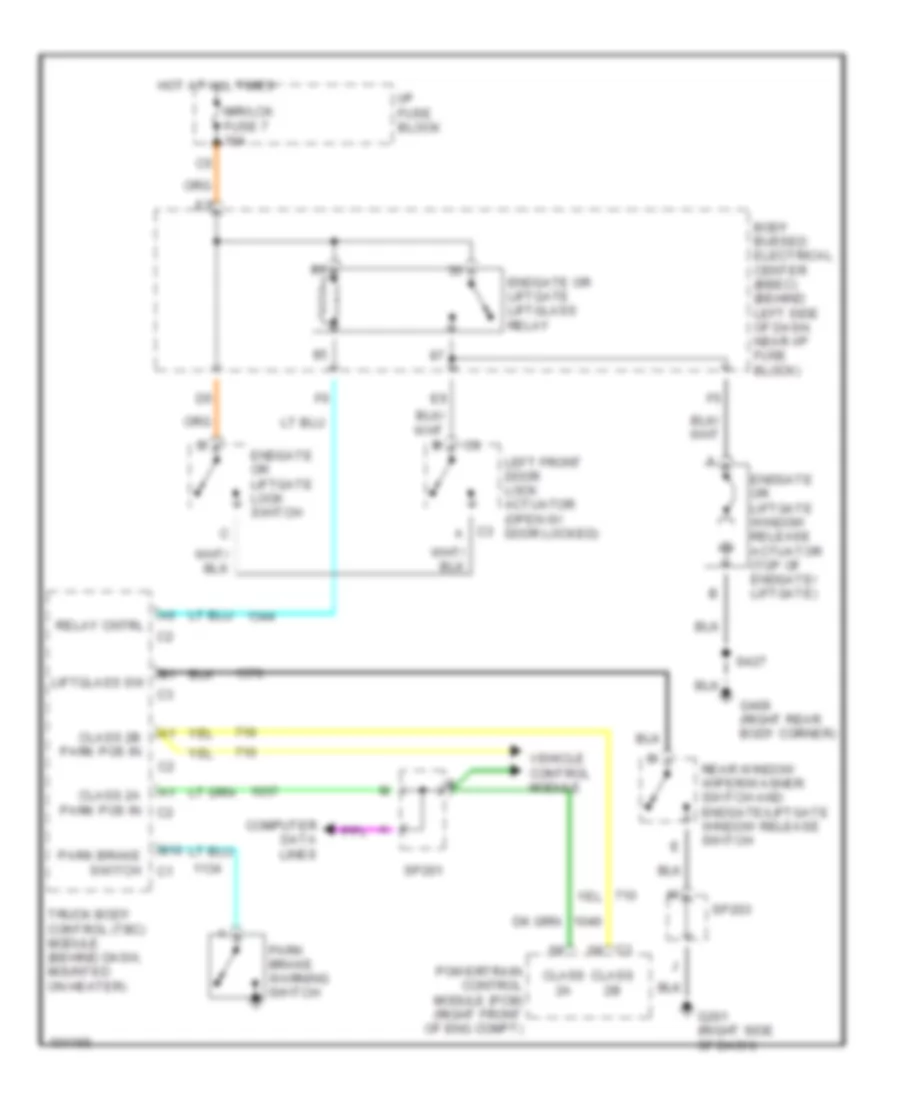 Rear Glass Release Wiring Diagram for Chevrolet Blazer 1998