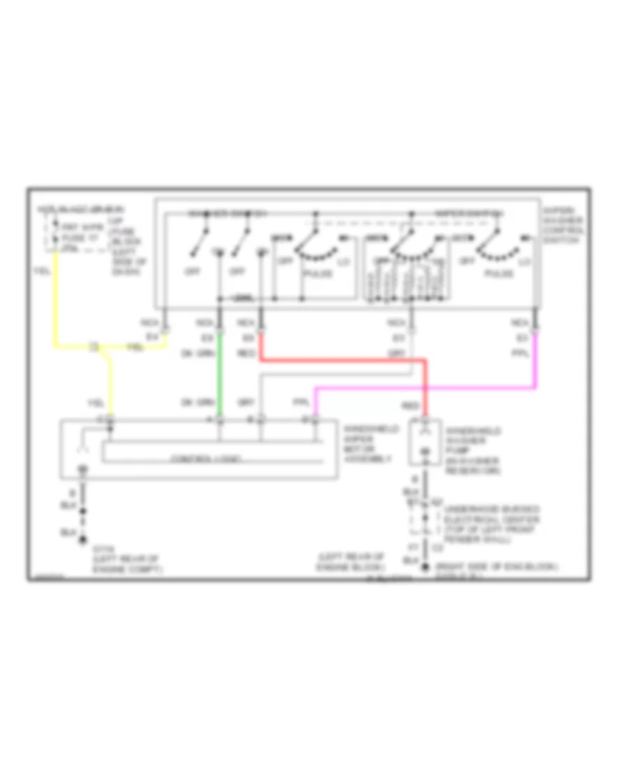 Front Wiper Washer Wiring Diagram for Chevrolet Blazer 1998