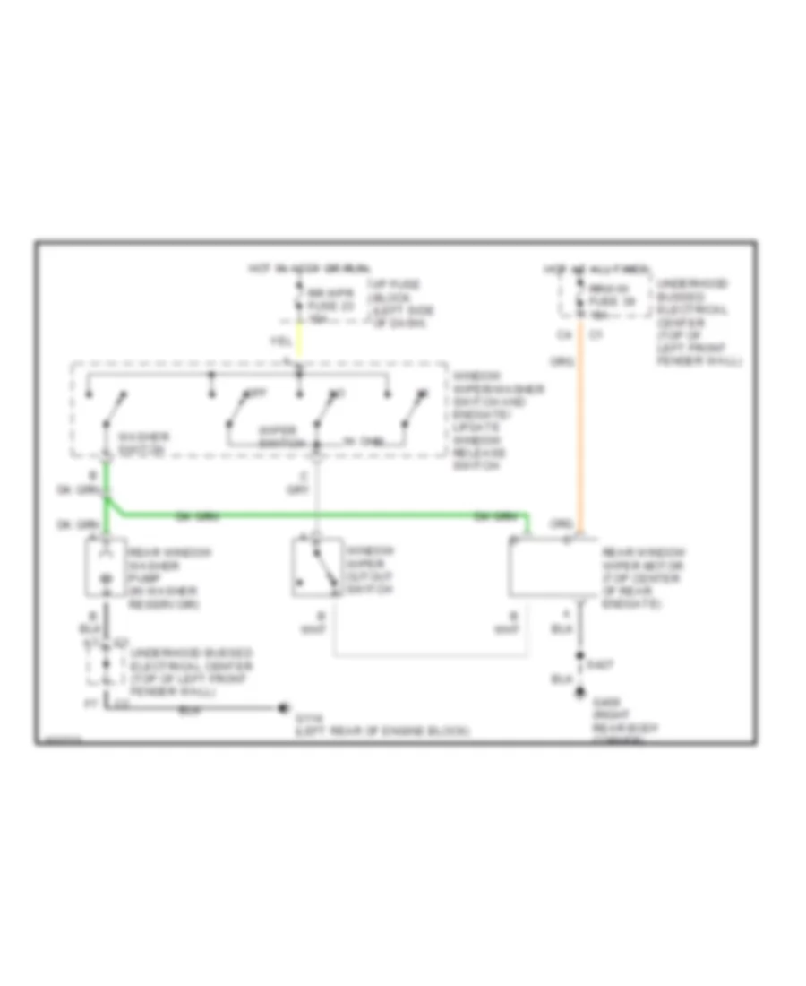 Rear WiperWasher Wiring Diagram for Chevrolet Blazer 1998