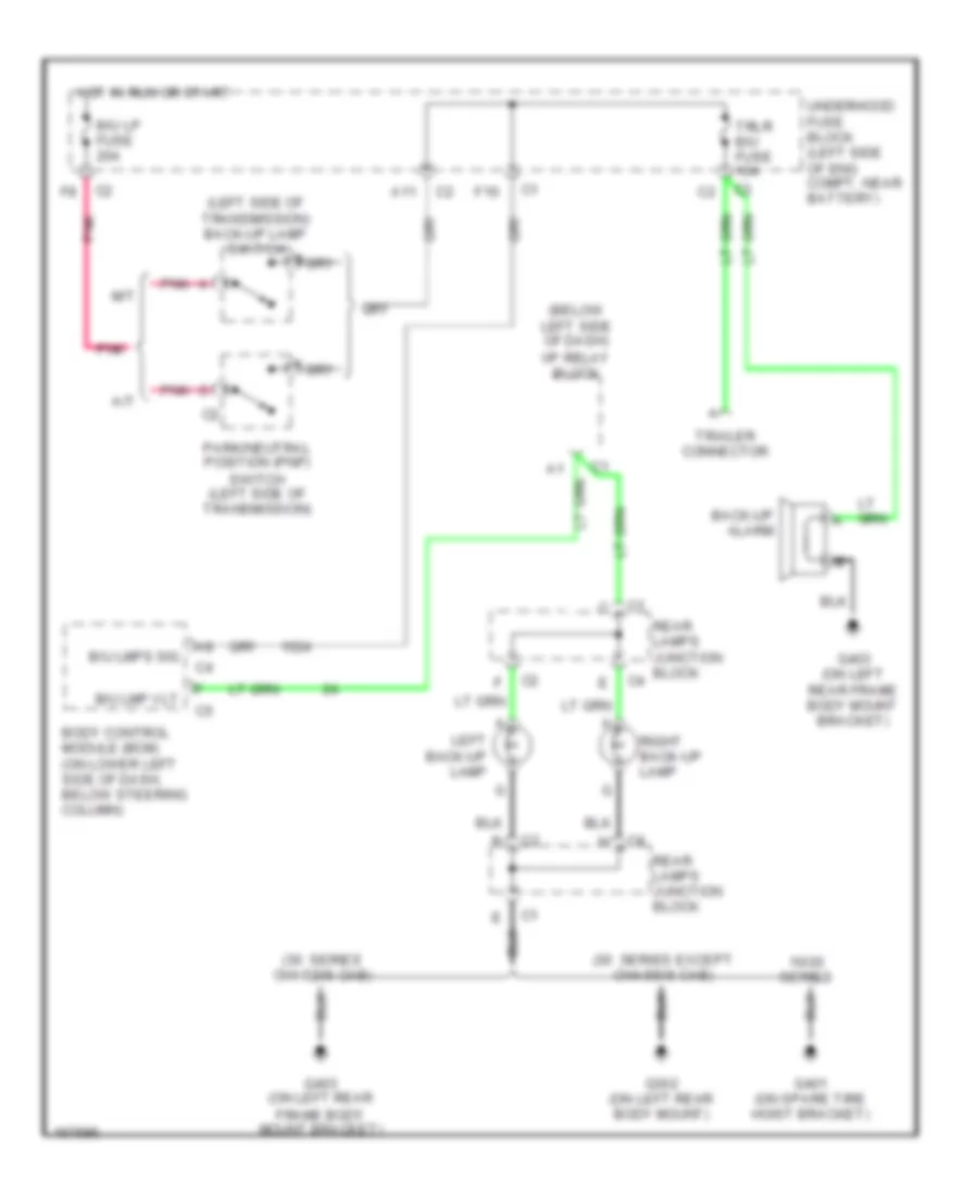 Back up Lamps Wiring Diagram for Chevrolet Silverado HD 2003 1500