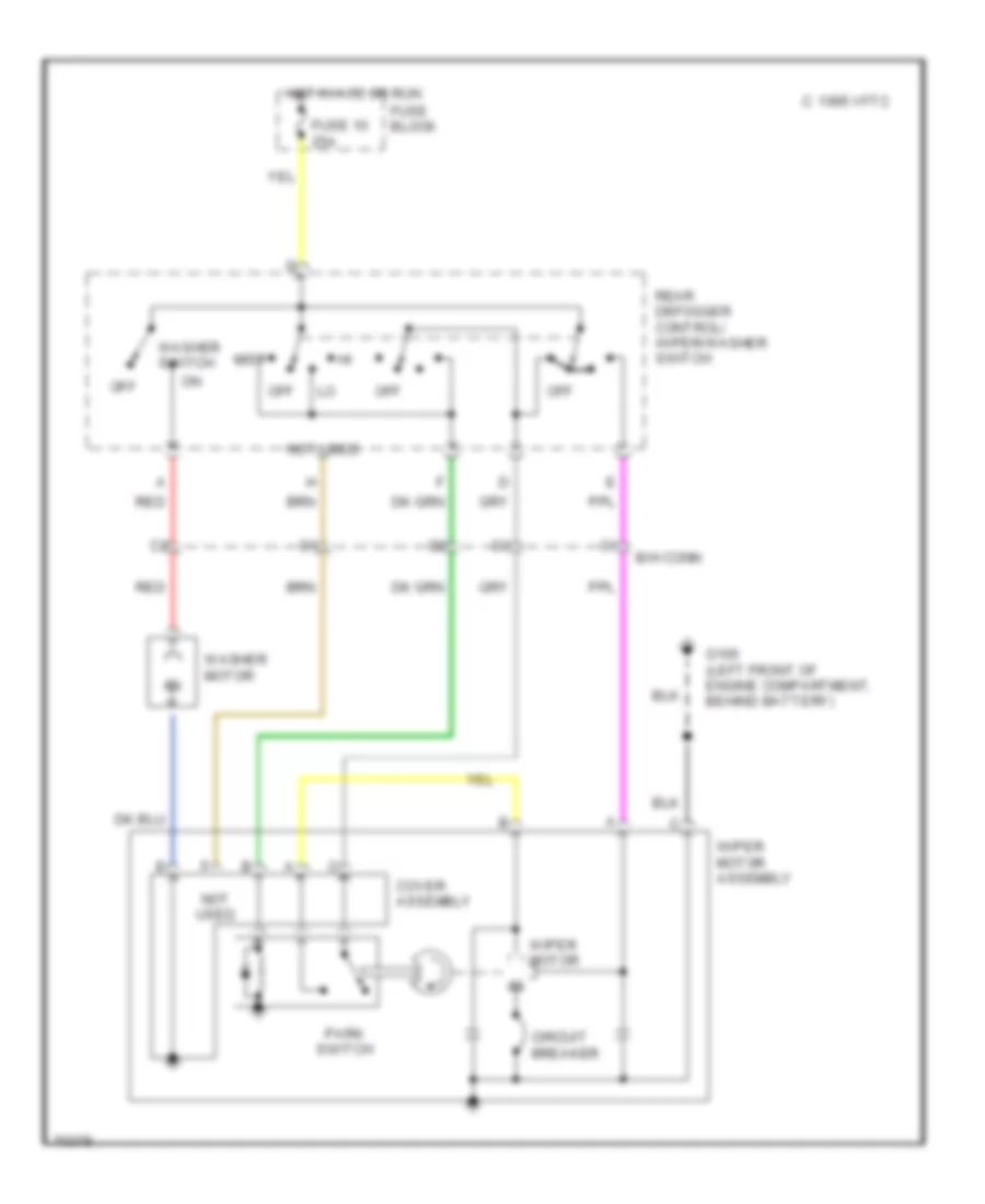 Электросхема стеклоочистителя, дворников и омывателя С 2 скоростями для Chevrolet Corsica 1996