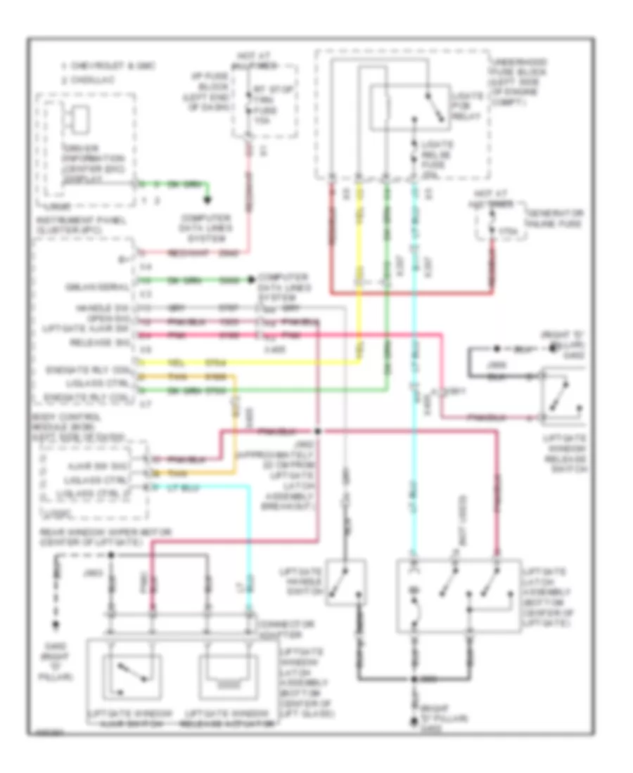 Liftgate Release Wiring Diagram for Chevrolet Suburban C2013 1500