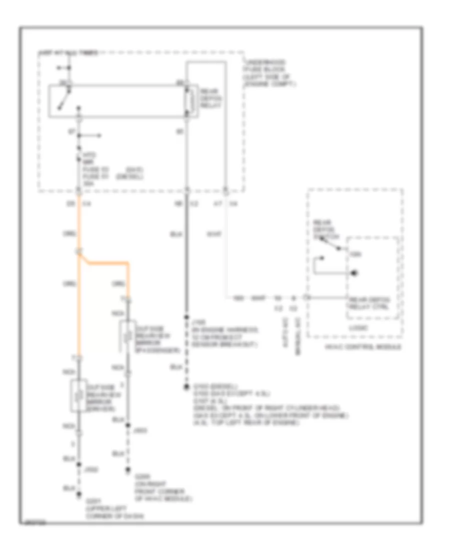 Heated Mirrors Wiring Diagram without AN3 DL3 Option for Chevrolet Silverado HD 2007 2500