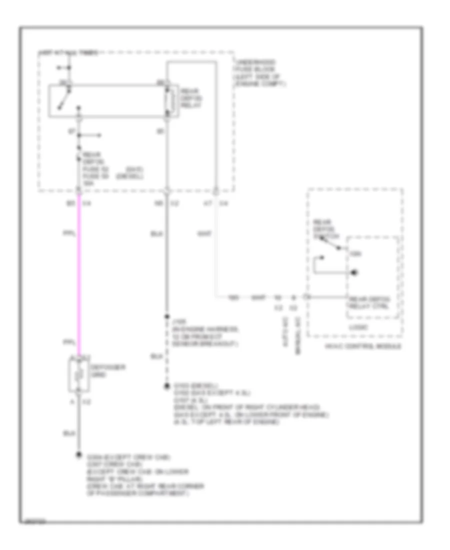 Rear Defogger Wiring Diagram for Chevrolet Silverado HD 2007 2500