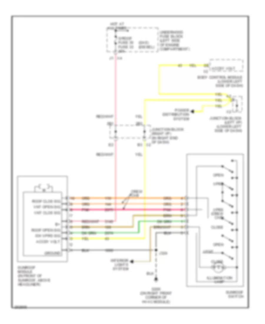 Power Top Sunroof Wiring Diagram for Chevrolet Silverado HD 2007 2500