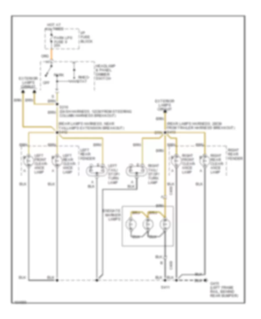 Rear Clearance Lamps Wiring Diagram, with Dual Rear Wheels for Chevrolet C3500 HD 1998