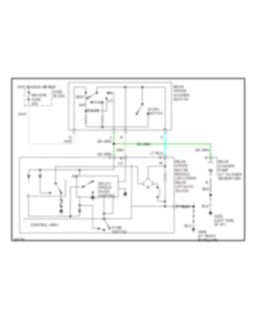 Электросхема заднего стеклоочистителя дворника и омывателя для Chevrolet Suburban C1993 2500