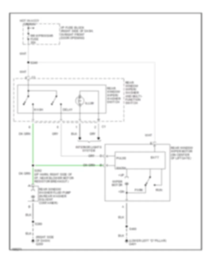 Электросхема заднего стеклоочистителя дворника и омывателя для Chevrolet Venture LS 2004