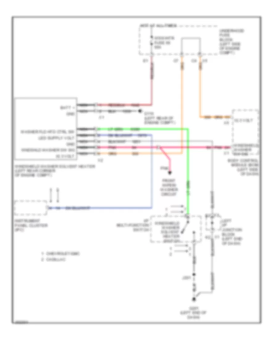 схема нагревателя растворителя омывателя лобового стекла для Chevrolet Suburban C2009 1500