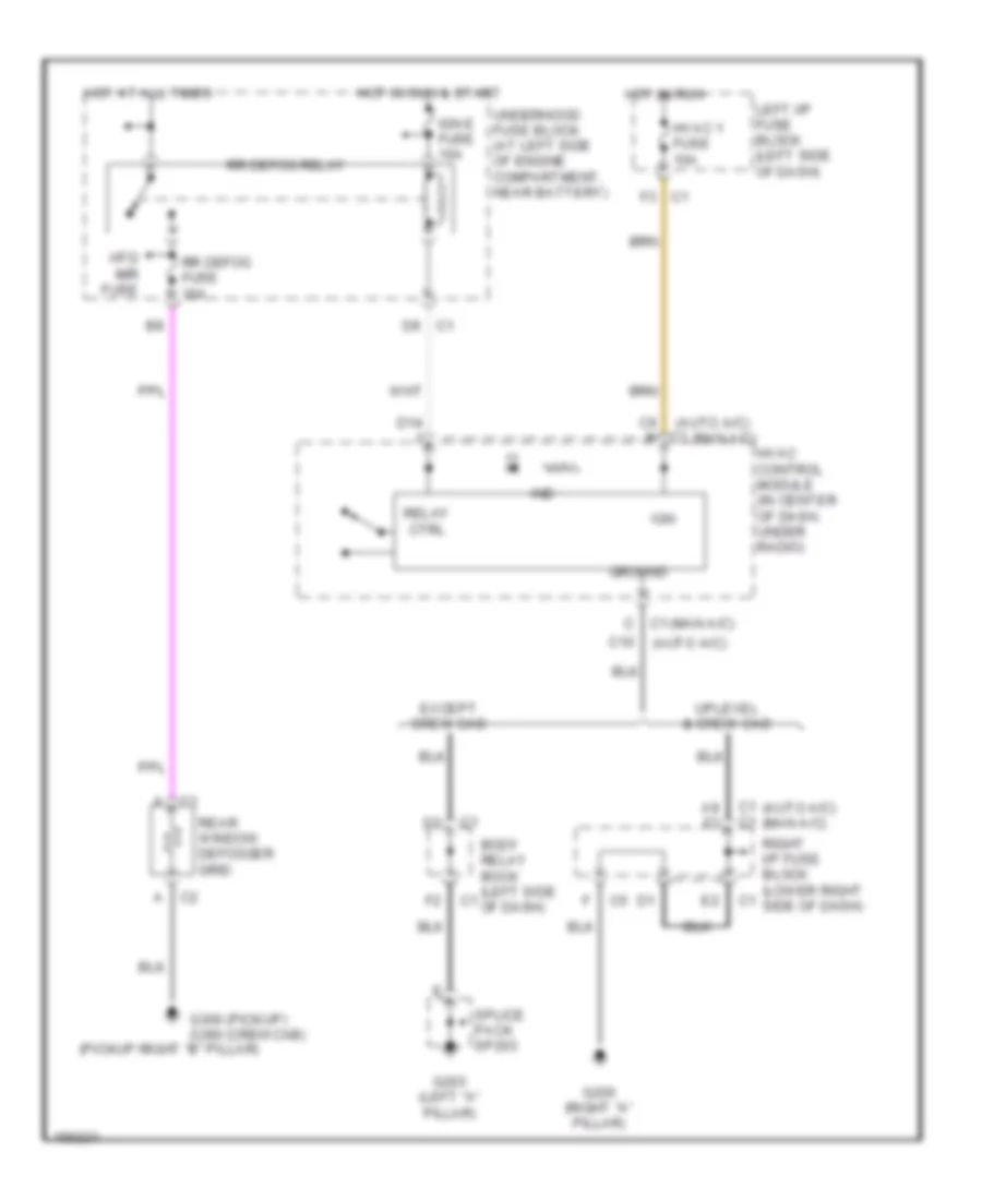 Rear Defogger Wiring Diagram for Chevrolet Silverado 2002 1500