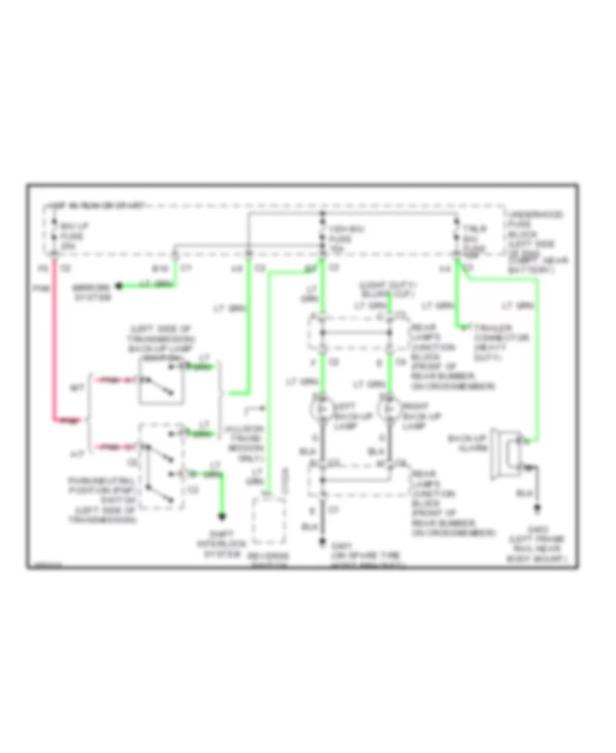 Back up Lamps Wiring Diagram for Chevrolet Silverado 2002 1500