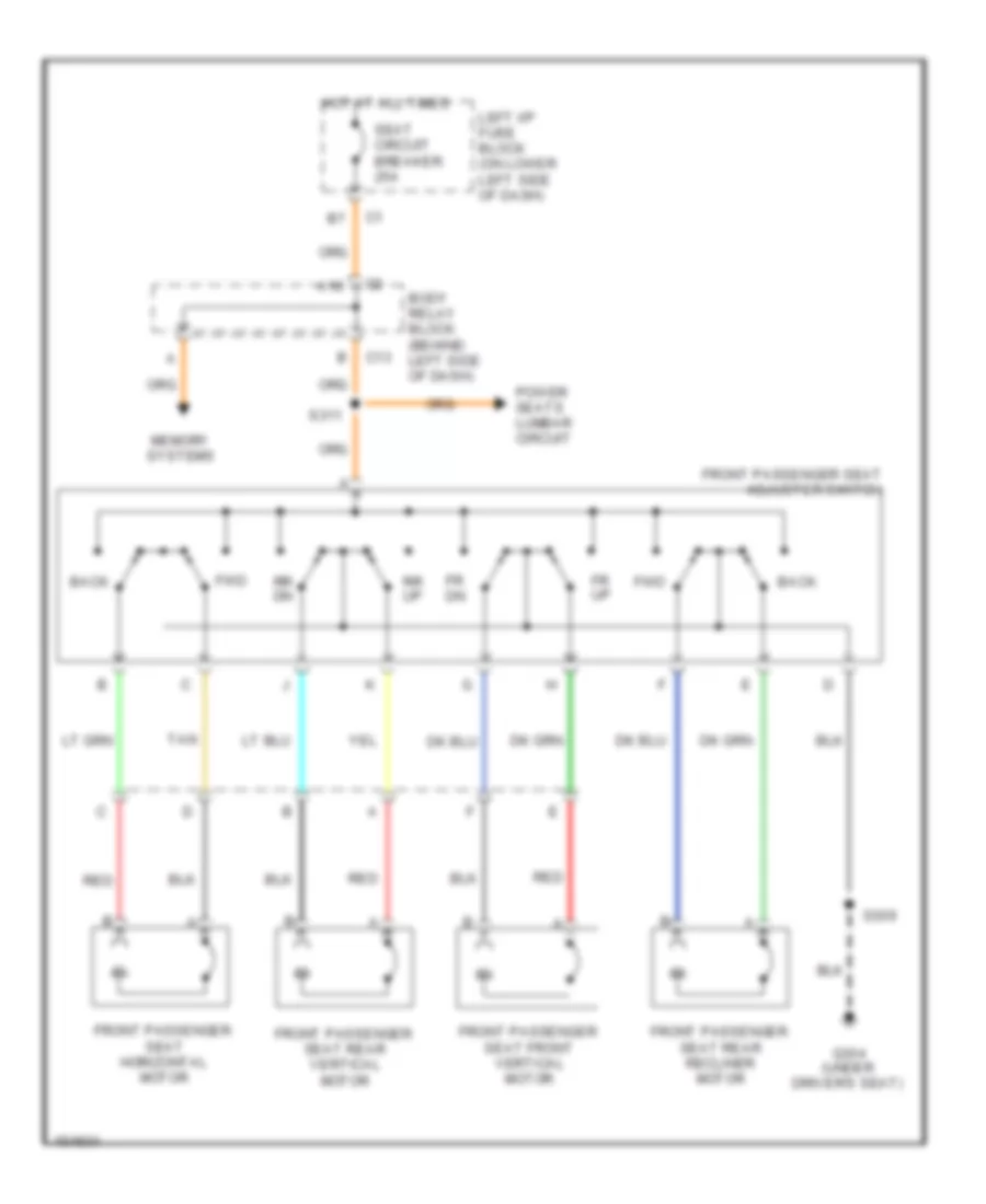 Passenger Full Feature Seat Wiring Diagram for Chevrolet Silverado 1500 2002