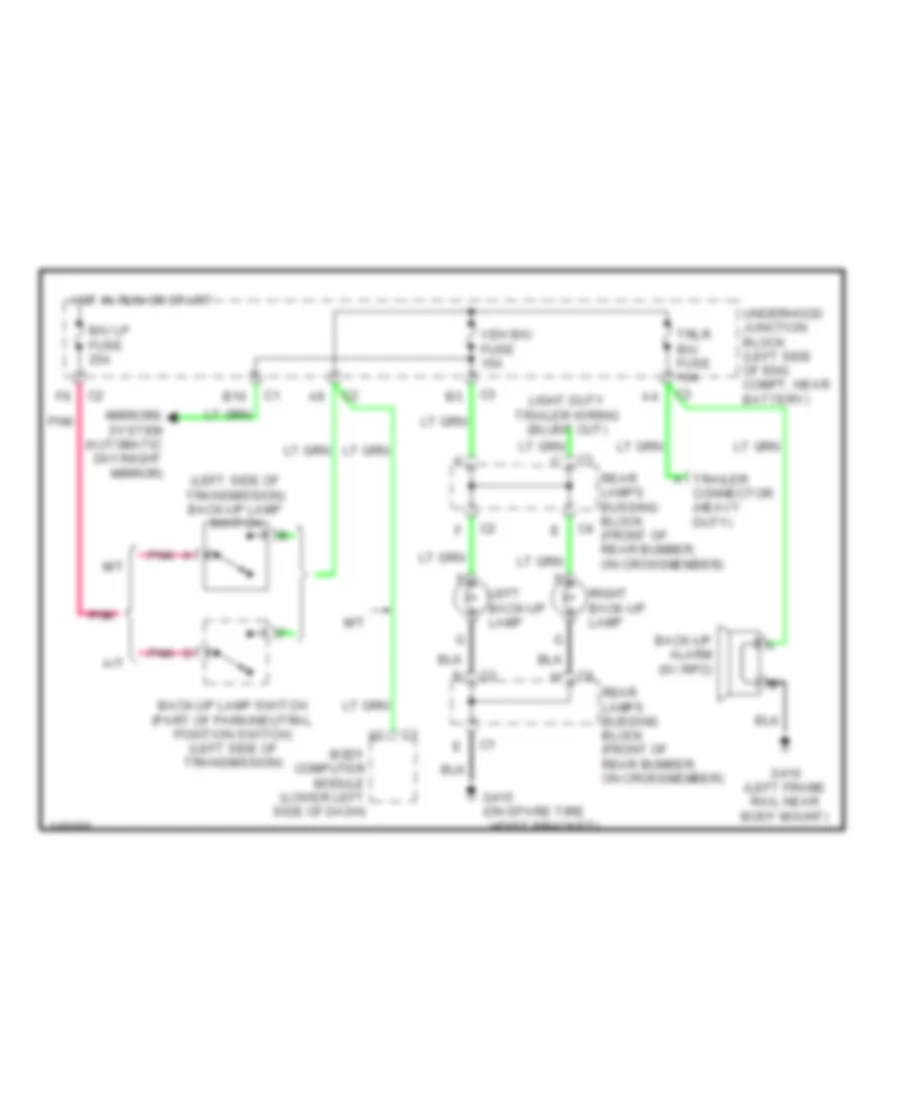 Back up Lamps Wiring Diagram for Chevrolet Suburban C2001 1500