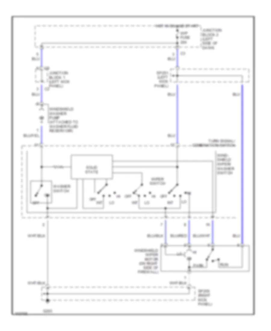 Электросхема стеклоочистителя, дворников и омывателя для Chevrolet Prizm LSi 1998