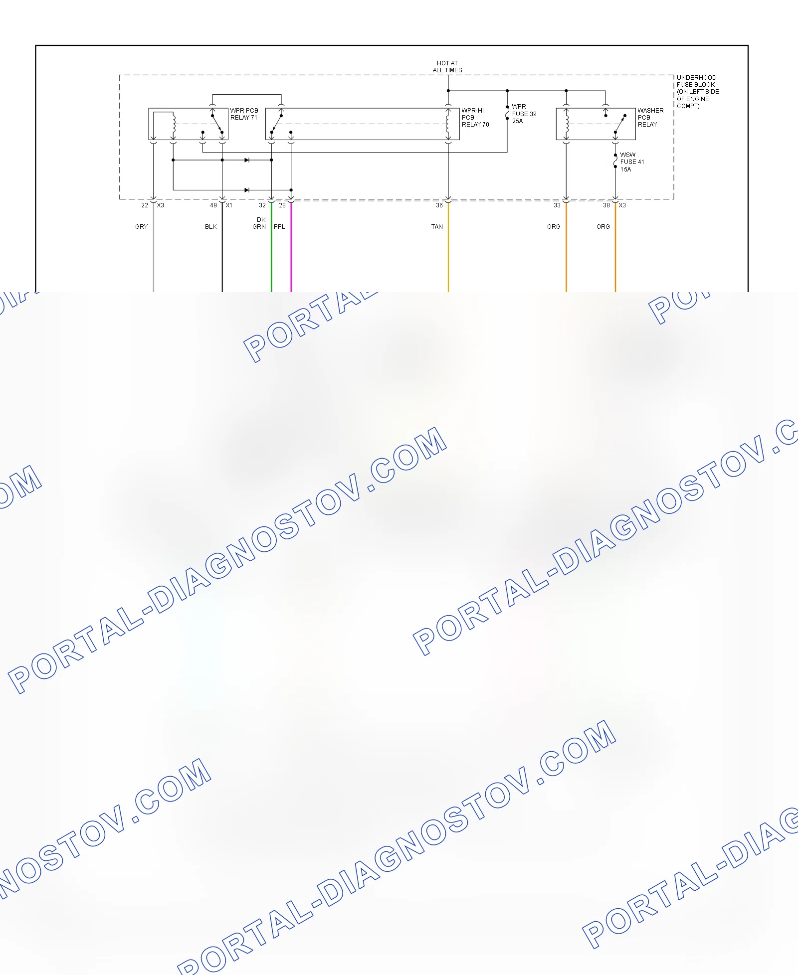 Электросхема стеклоочистителя, дворников и омывателя для Chevrolet Cutaway G2008 3500