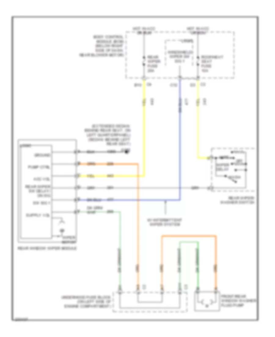 Электросхема заднего стеклоочистителя дворника и омывателя для Chevrolet Malibu LT 2006