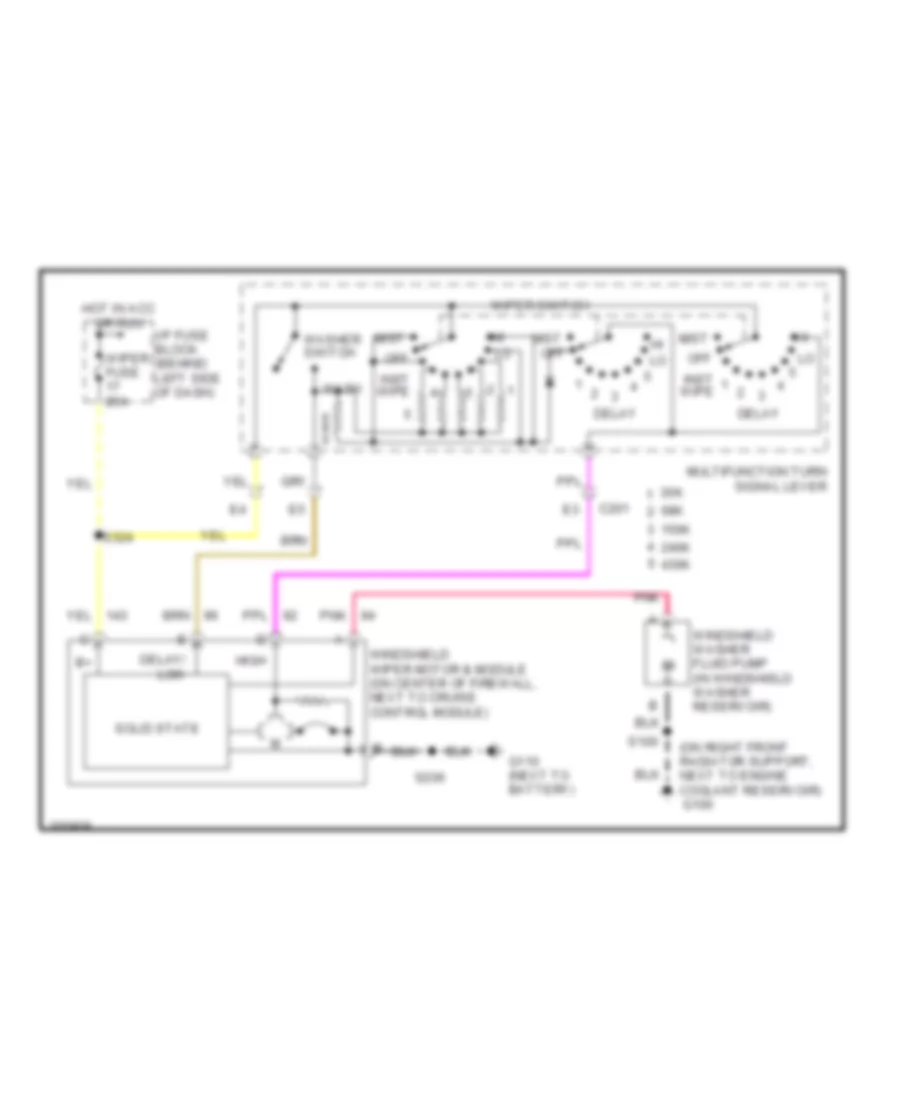 Электросхема передних стеклоочистителей дворников и омывателя лобового стекла для Chevrolet Astro 2005