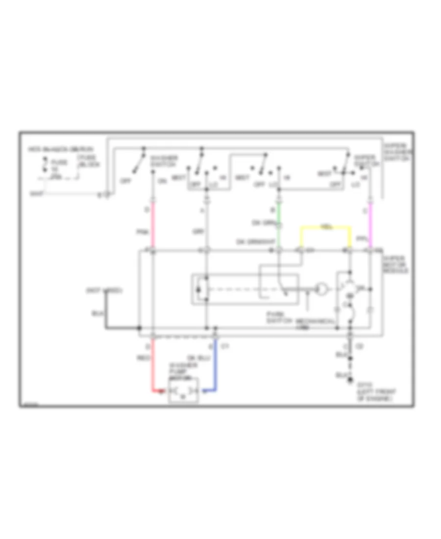 Электросхема стеклоочистителя, дворников и омывателя С 2 скоростями для Chevrolet Beretta 1990