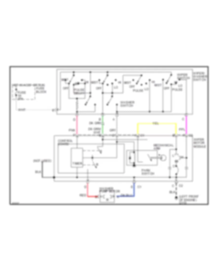Электросхема стеклоочистителя, дворников и омывателя Интервала для Chevrolet Beretta 1990