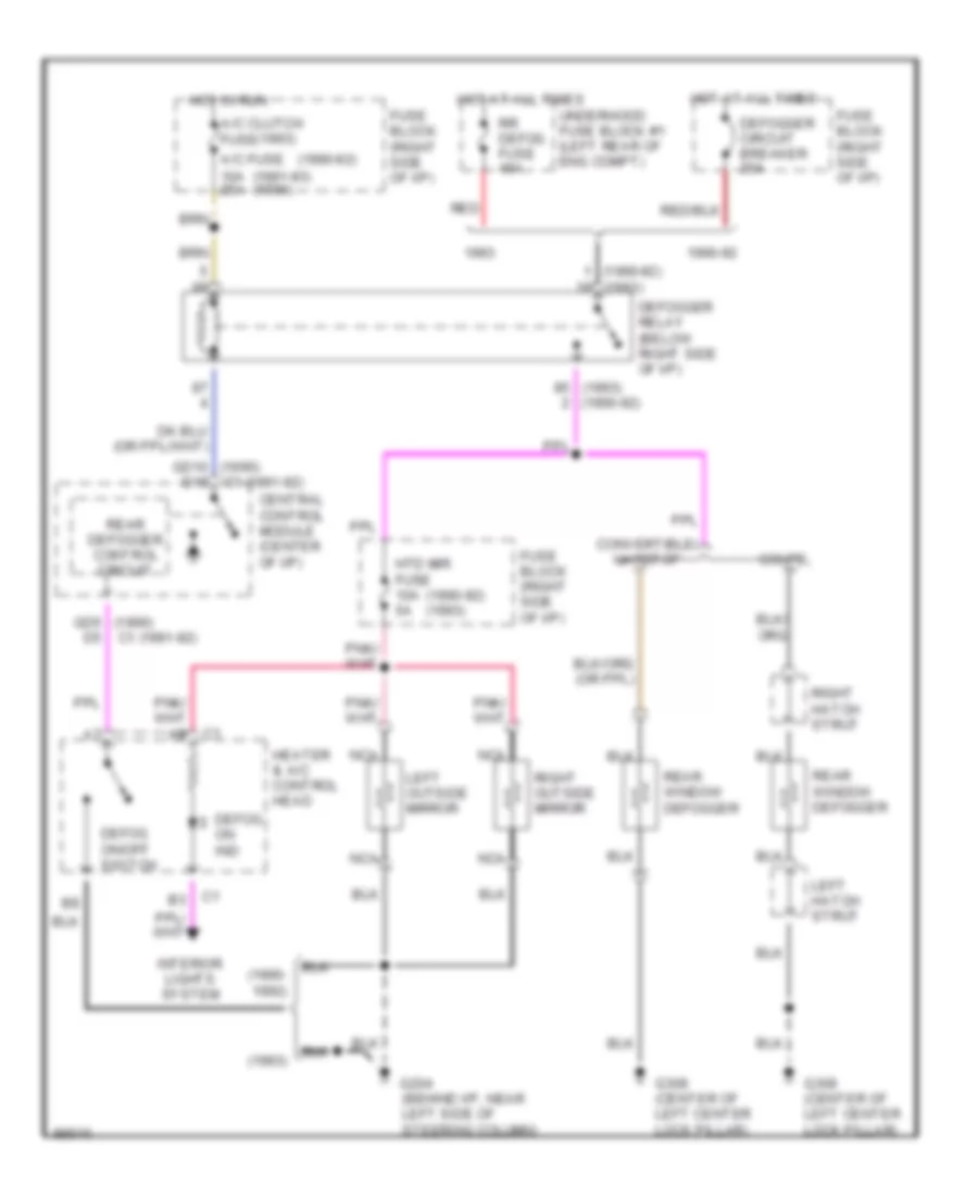 Defogger Wiring Diagram, with Manual AC for Chevrolet Corvette 1991