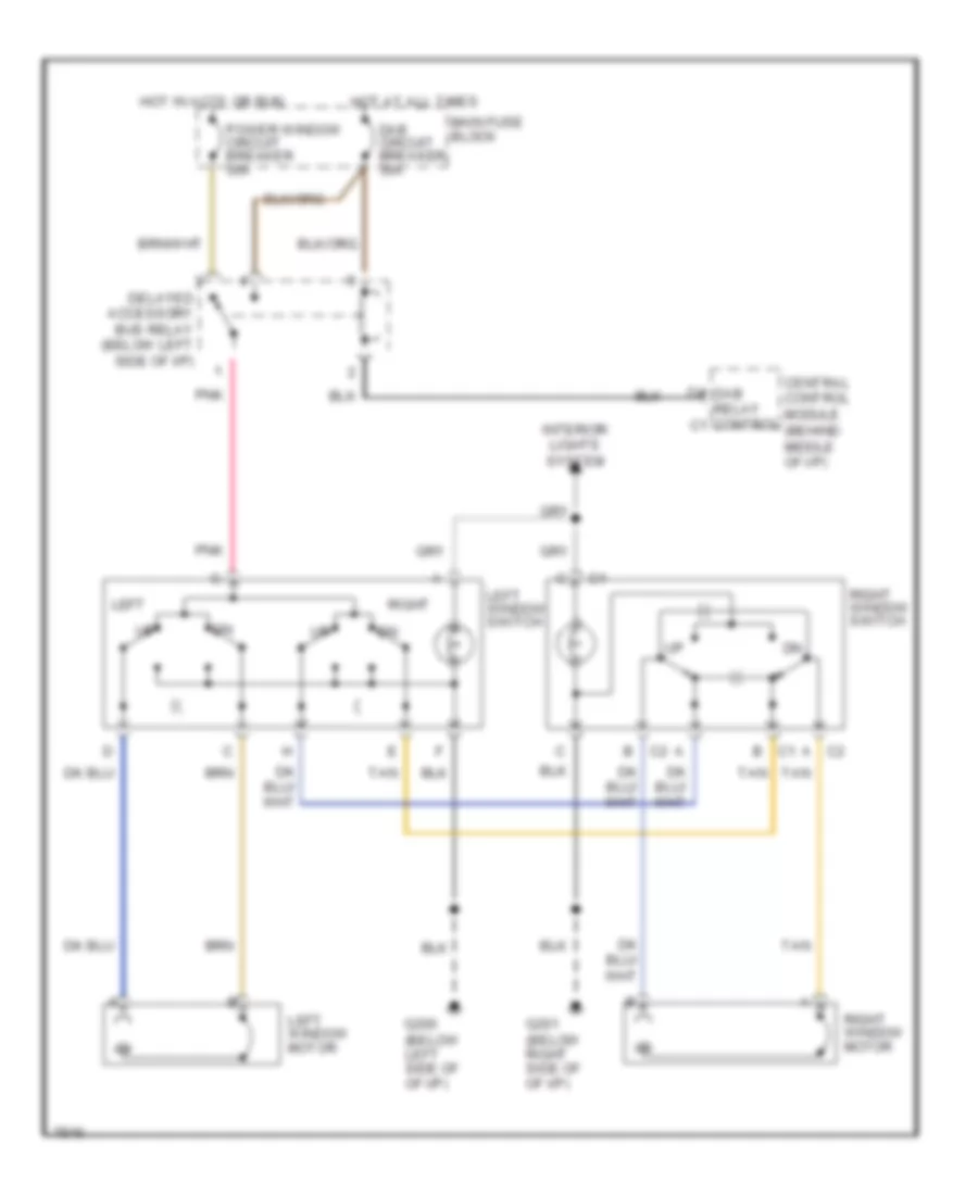 Power Window Wiring Diagram for Chevrolet Corvette 1991