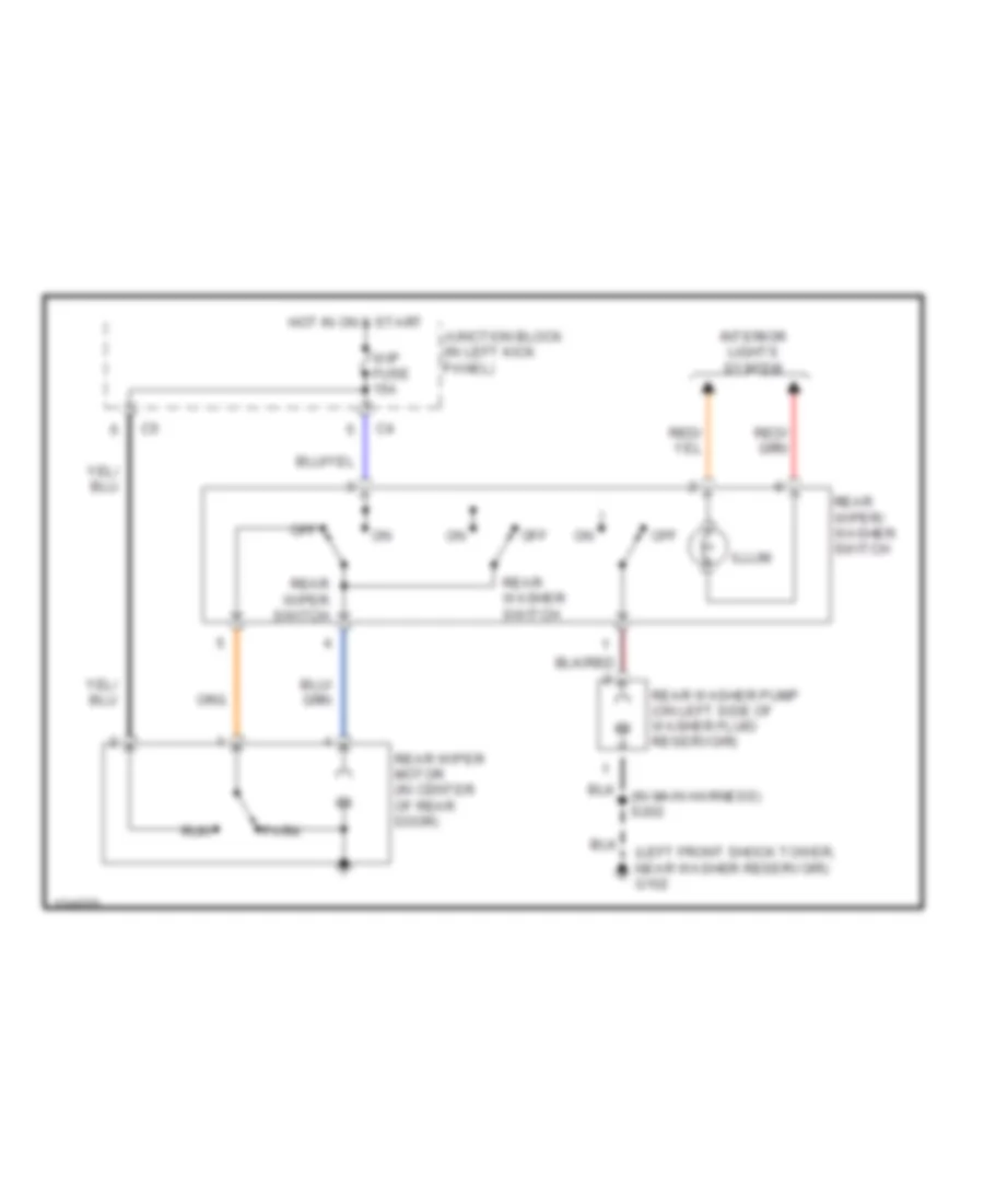 Электросхема заднего стеклоочистителя дворника и омывателя для Chevrolet Tracker 2001