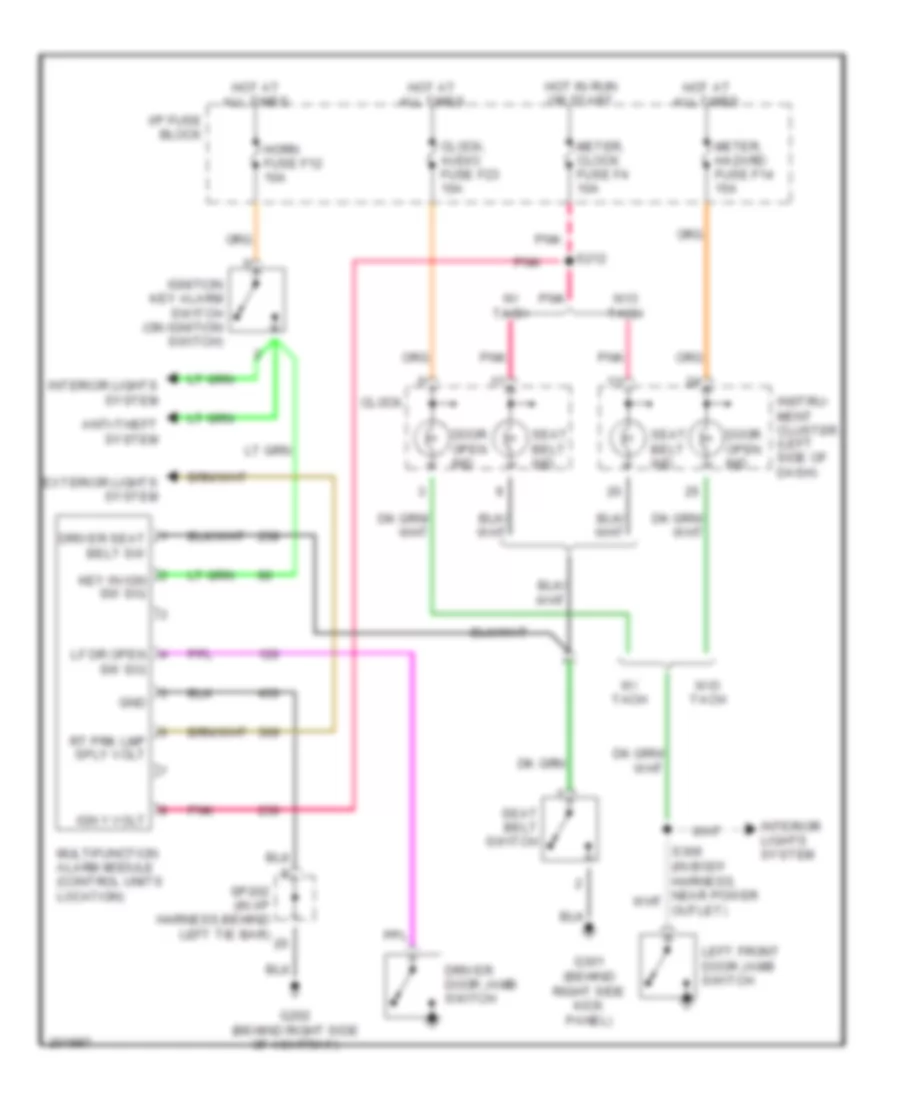 Warning Systems Wiring Diagram for Chevrolet Aveo 2005