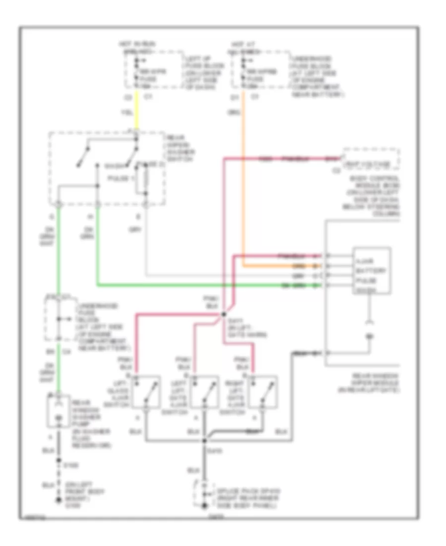 Электросхема заднего стеклоочистителя и омывателя стекла для Chevrolet Suburban C1500 2002