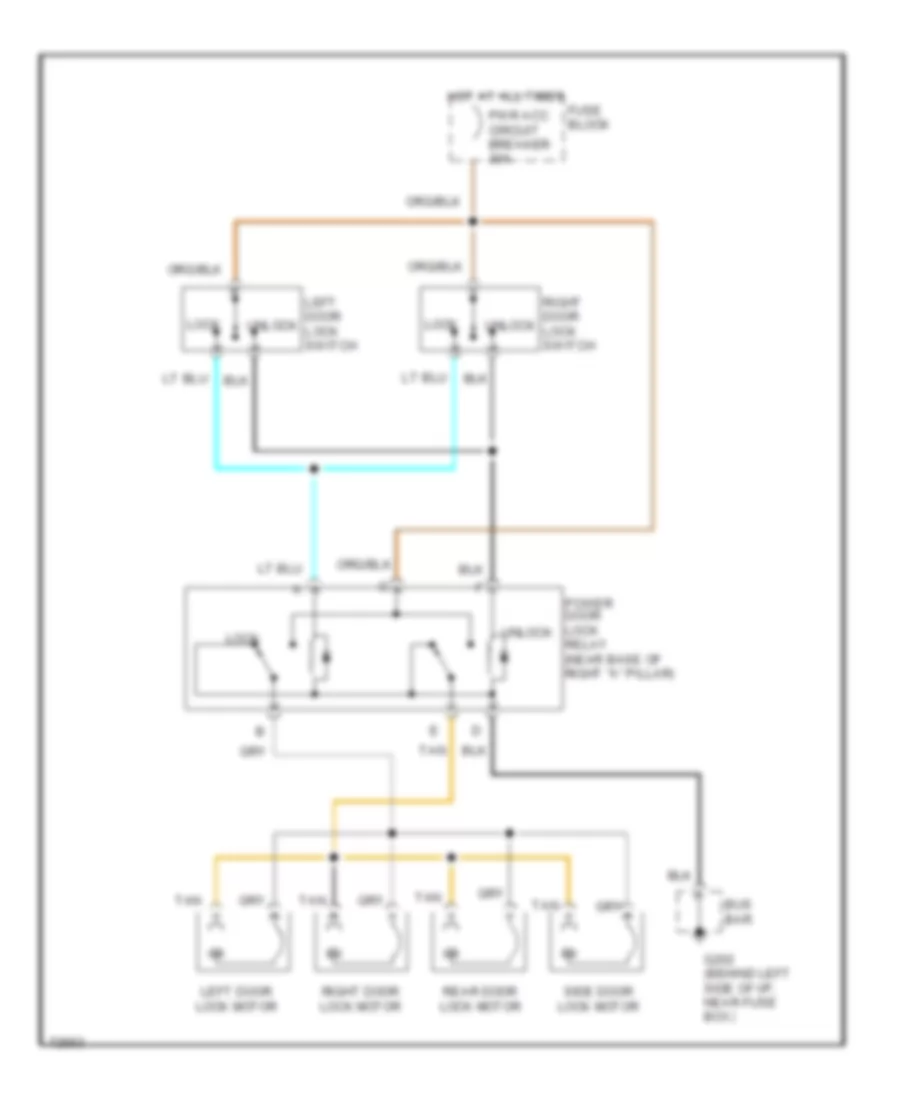 Door Lock Wiring Diagram, without Swing Out Side Door for Chevrolet Chevy Van G30 1995