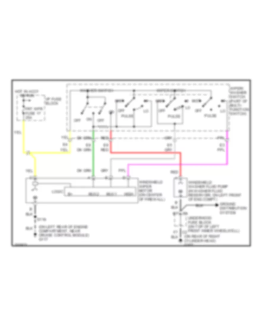 Электросхема передних стеклоочистителей дворников и омывателя лобового стекла для Chevrolet Blazer 2005