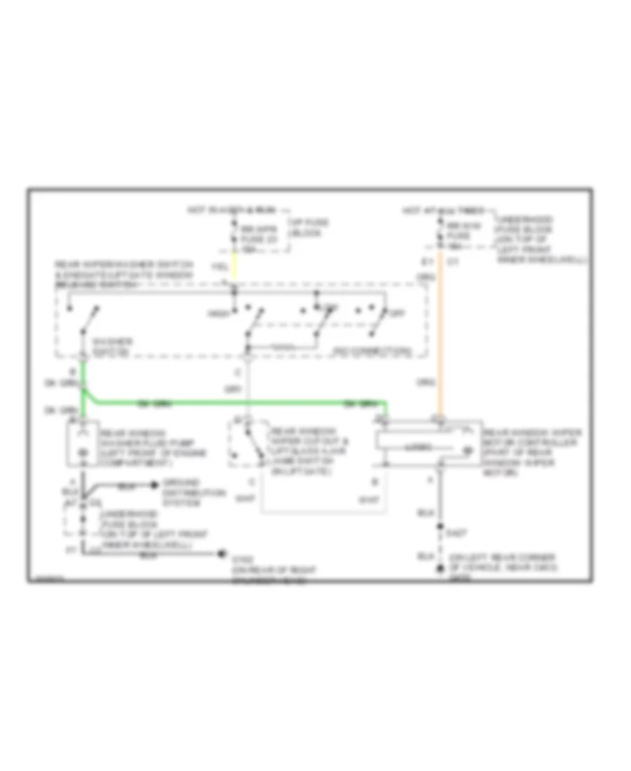 Электросхема заднего стеклоочистителя дворника и омывателя для Chevrolet Blazer 2005