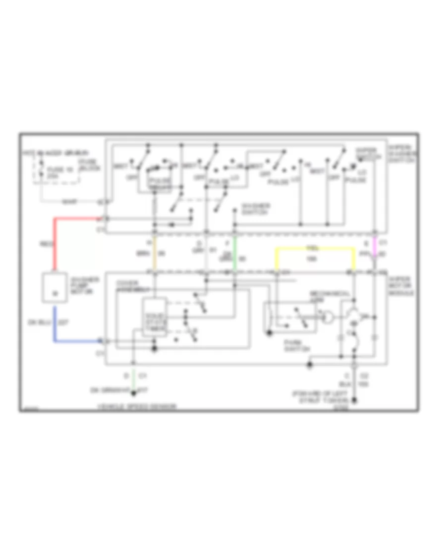 Электросхема стеклоочистителя, дворников и омывателя Интервала для Chevrolet Corsica LT 1992