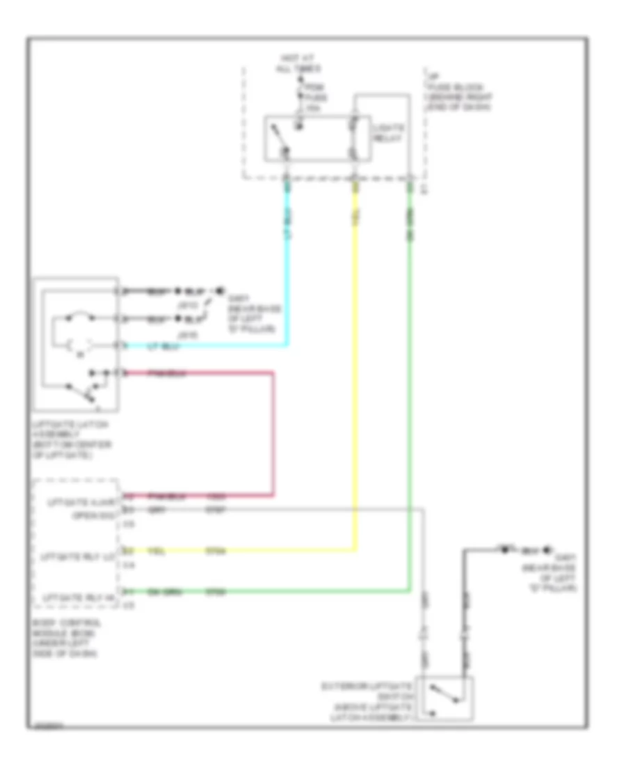 Liftgate Release Wiring Diagram Manual for Chevrolet Traverse LTZ 2009