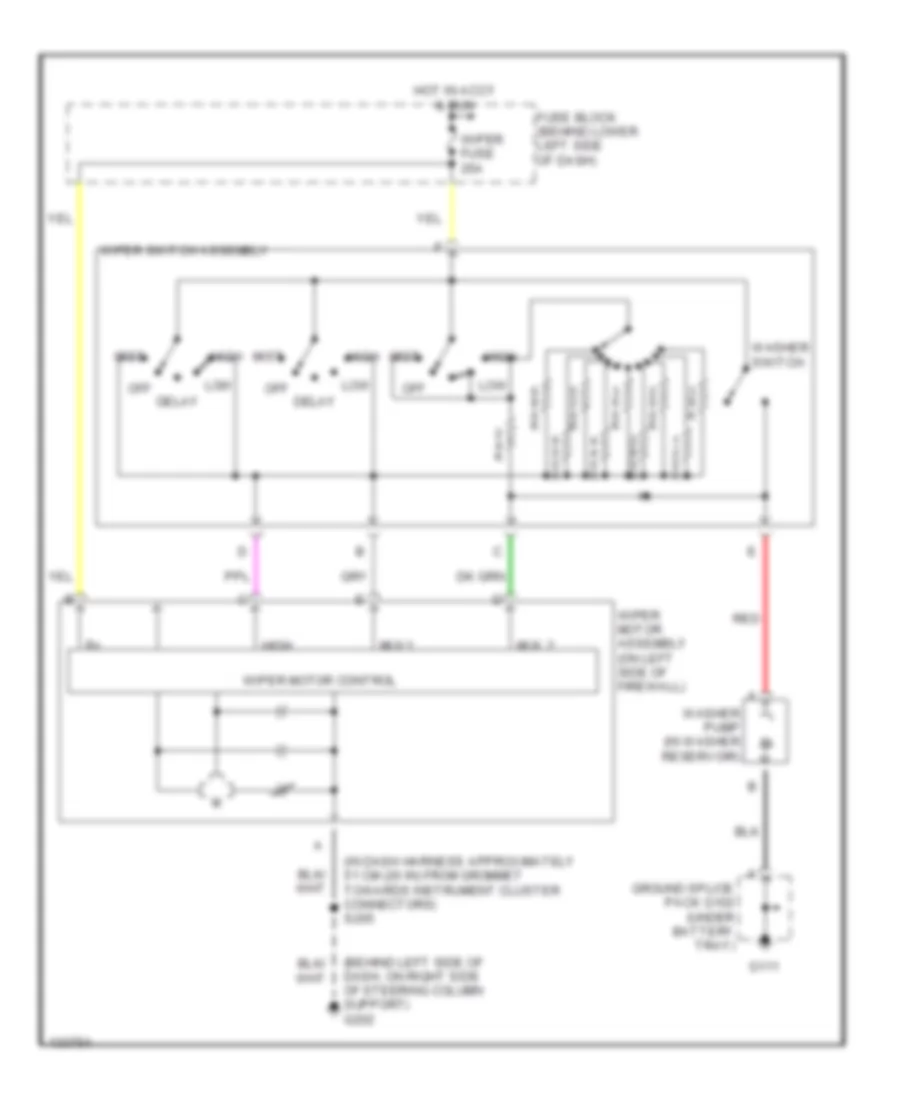 Неустойчивая Электросхема стеклоочистителя, дворников и омывателя для Chevrolet Cavalier 2000