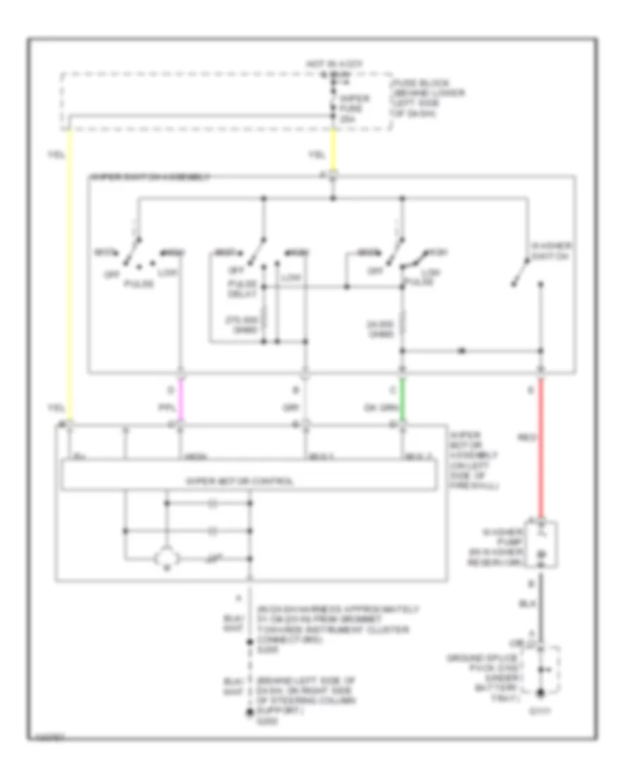 Импульсная Электросхема стеклоочистителя, дворников и омывателя для Chevrolet Cavalier 2000