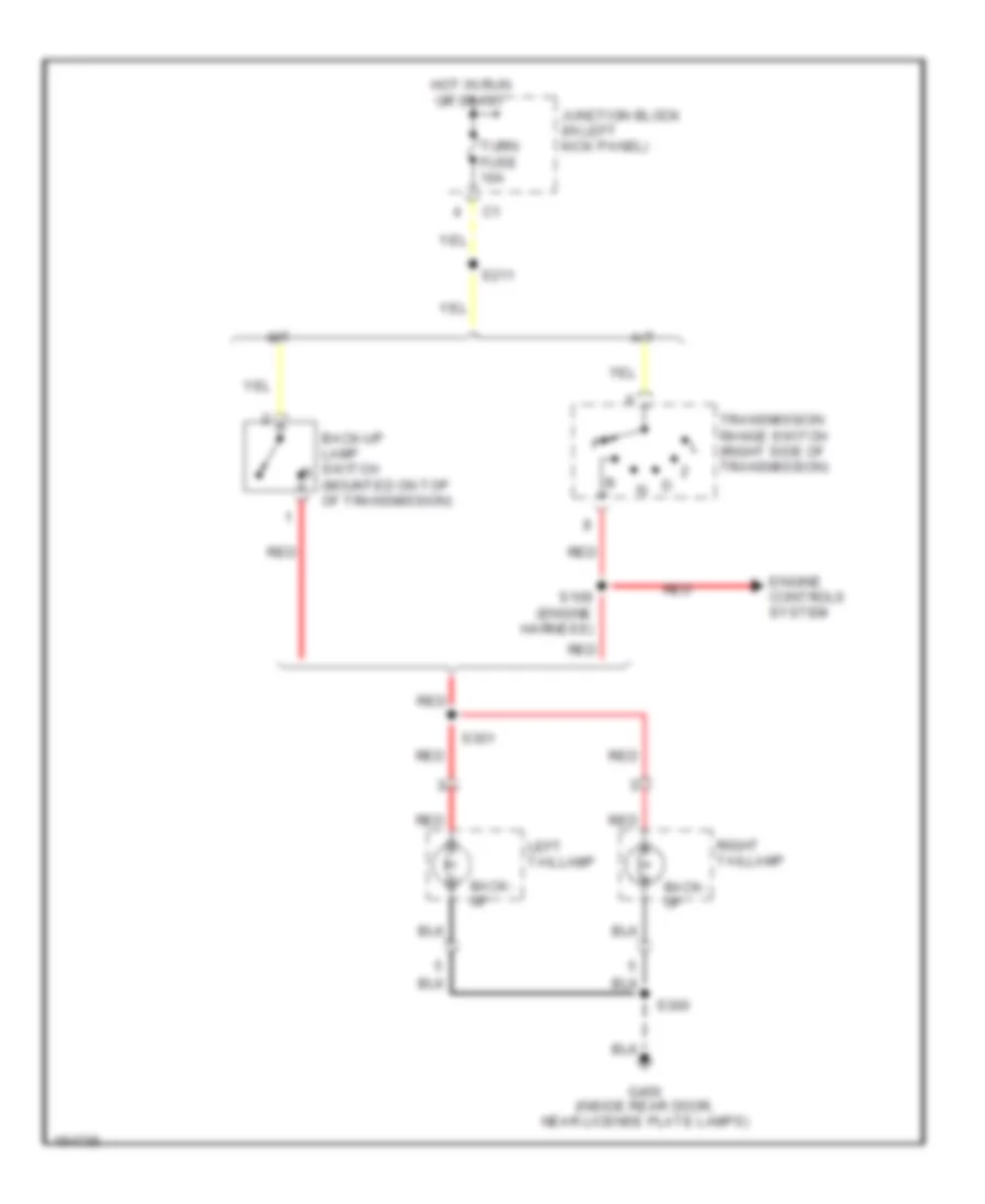 Back up Lamps Wiring Diagram for Chevrolet Tracker 2002