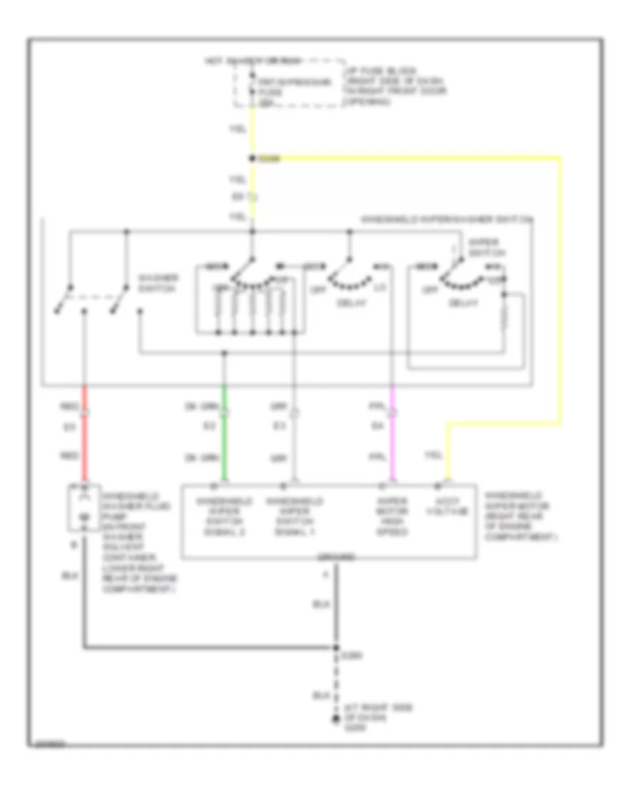 Электросхема передних стеклоочистителей дворников и омывателя лобового стекла для Chevrolet Venture LS 2005