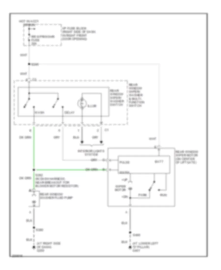 Электросхема заднего стеклоочистителя дворника и омывателя для Chevrolet Venture LS 2005
