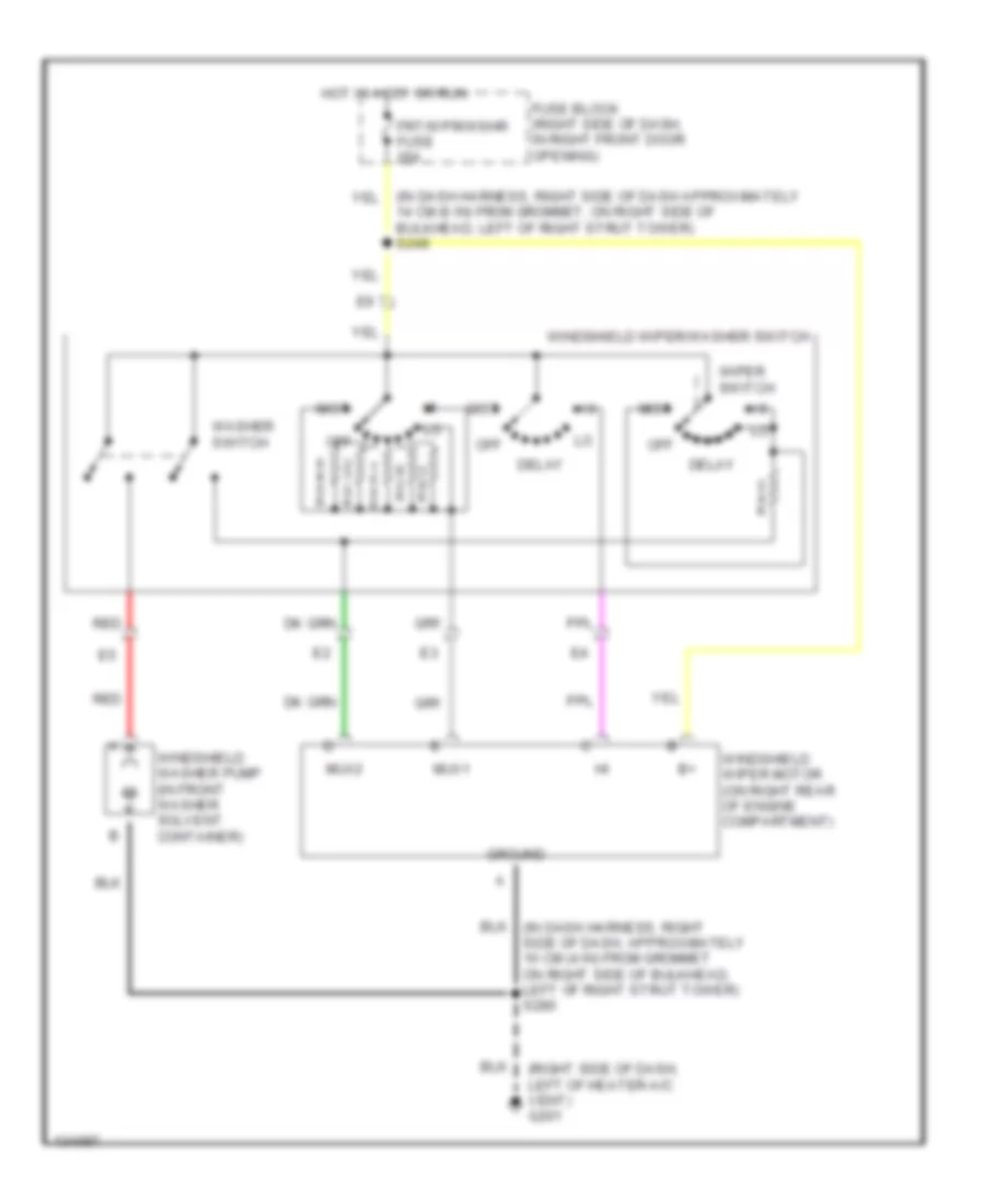 Электросхема передних стеклоочистителей дворников и омывателя лобового стекла для Chevrolet Venture LT 2000