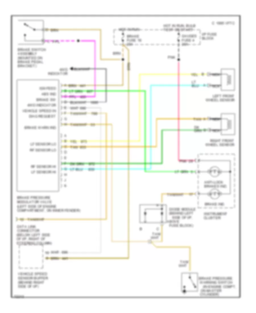 4.3L (VIN W), All-Wheel ABS Wiring Diagram, with PCM for Chevrolet S10 Pickup 1995