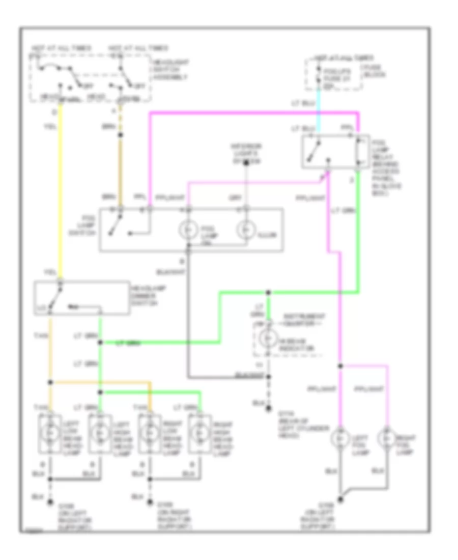 Fog Lamp Wiring Diagram Composite without DRL for Chevrolet S10 Pickup 1995