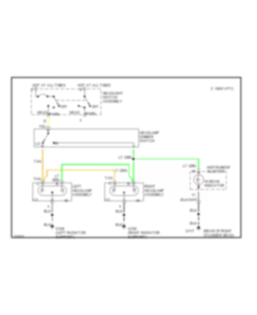 Headlight Wiring Diagram Sealed Beam without DRL for Chevrolet S10 Pickup 1995