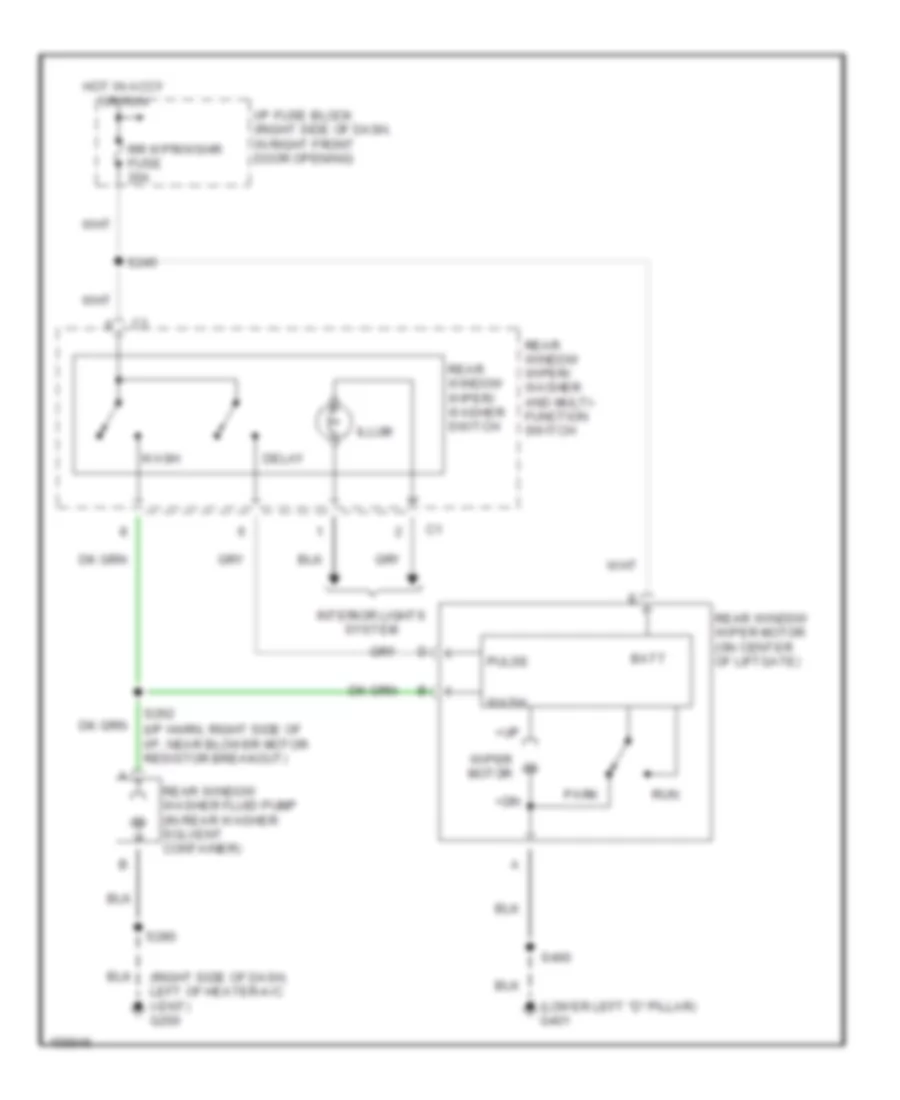 Электросхема заднего стеклоочистителя дворника и омывателя для Chevrolet Venture 2002
