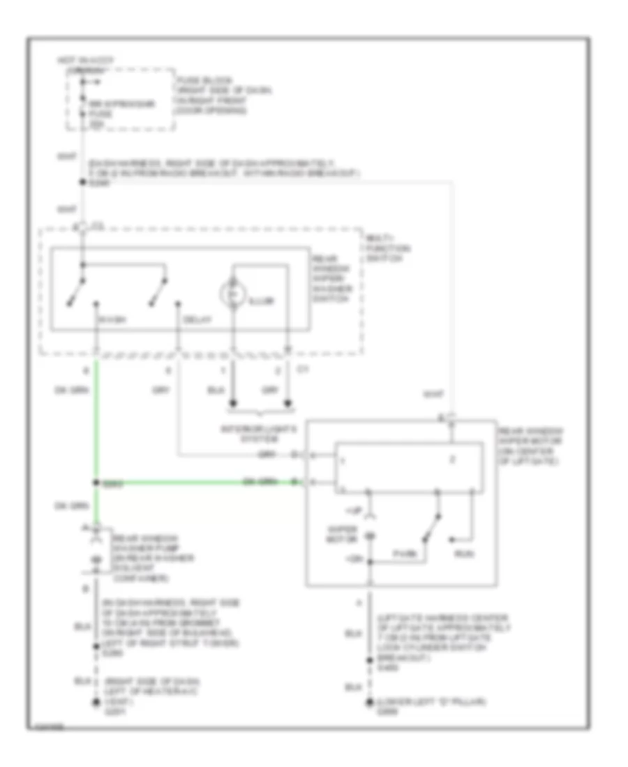 Электросхема заднего стеклоочистителя дворника и омывателя для Chevrolet Venture Warner Bros. Edition 2000