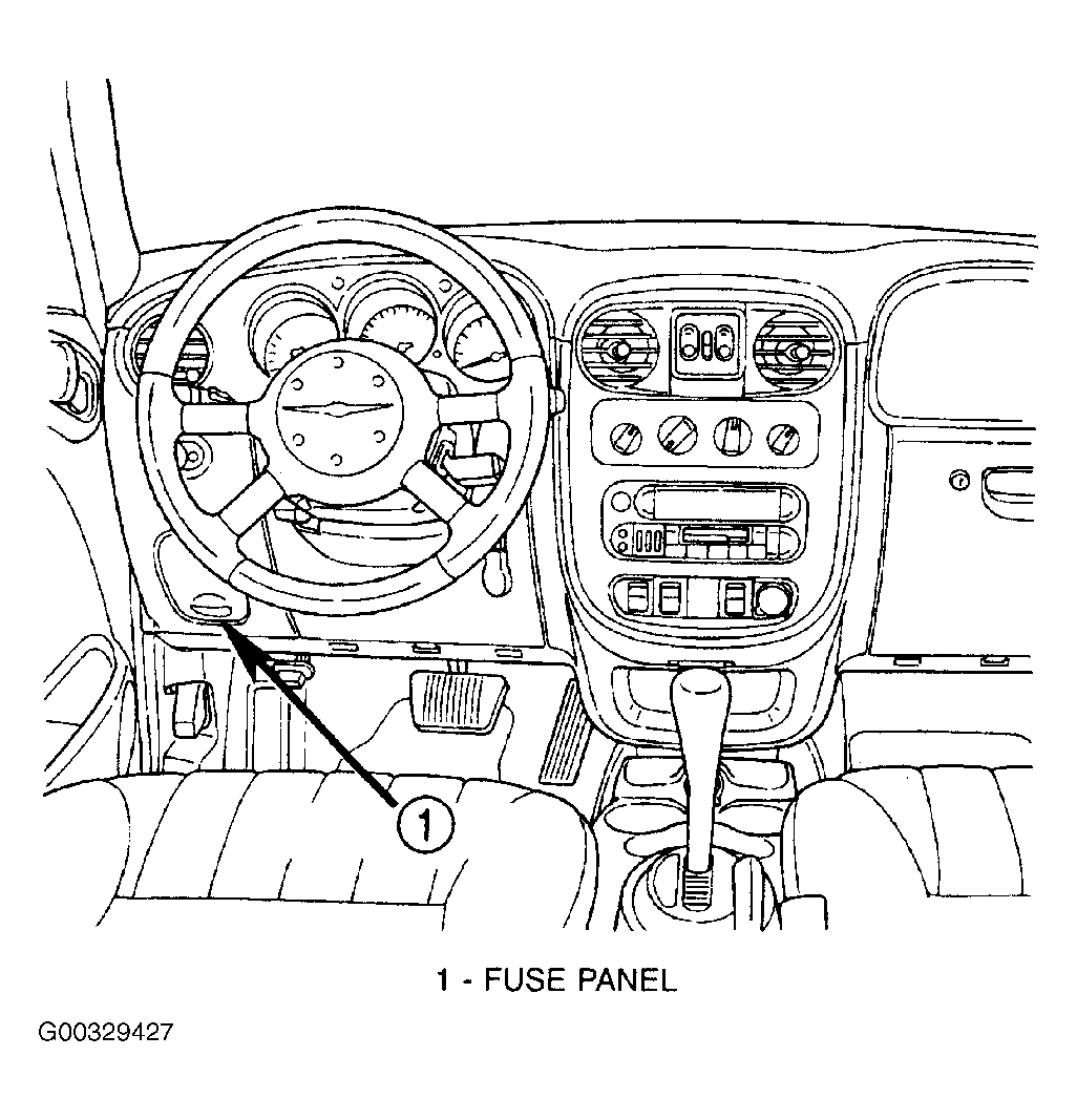 Chrysler PT Cruiser Touring 2002 - Component Locations -  Locating Fuse Block