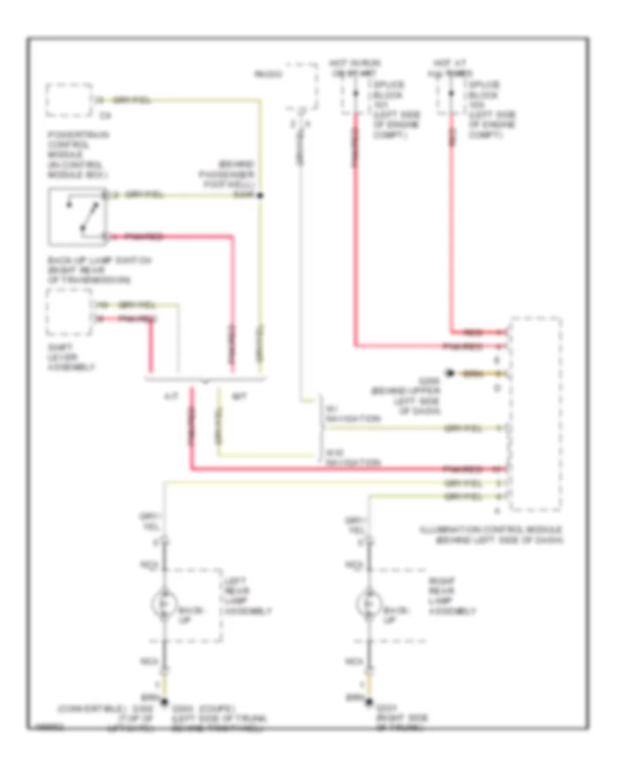 Back up Lamps Wiring Diagram for Chrysler Crossfire Limited 2005