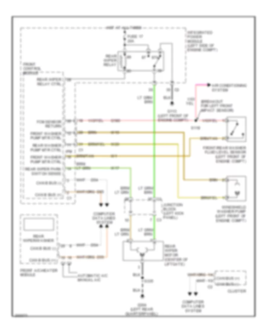 Rear Wiper Washer Wiring Diagram for Chrysler Aspen Limited 2009