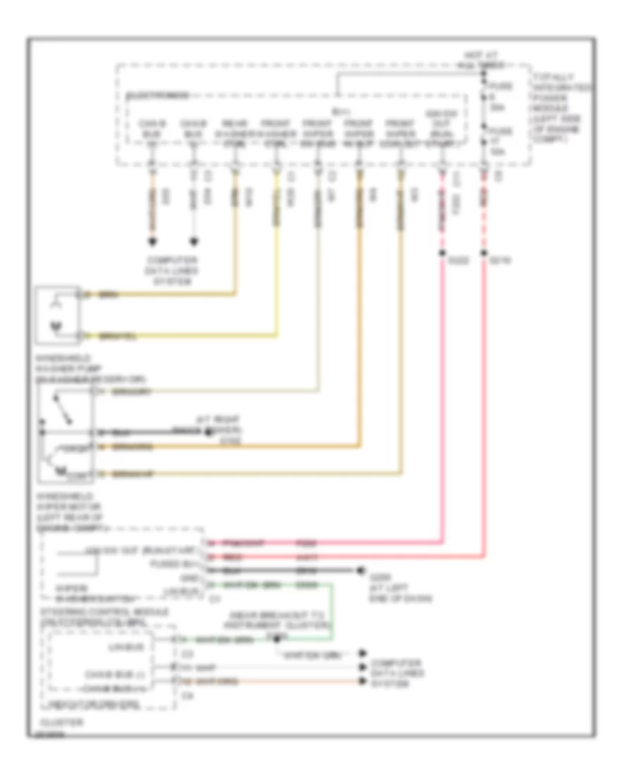 Электросхема стеклоочистителя, дворников и омывателя для Chrysler Sebring Limited 2007